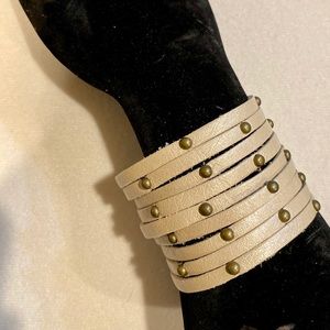 Adjustable Cream Leather Cuff. NWOT